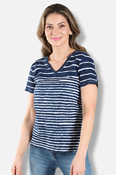Short Sleeve V-Neck Tee - Stripes