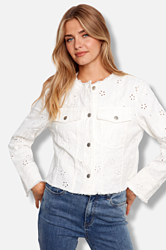 Collarless Jacket - White