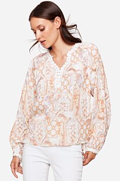 Lace Trim Blouse - Papaya