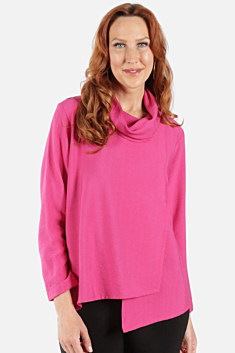 Cowl Neck Top Plus - Fuchsia