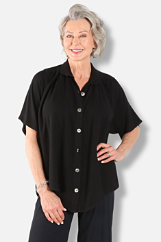 Round Collar Top - Black