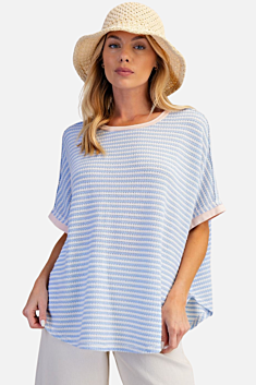 Striped Thermal Top - Peri Blue