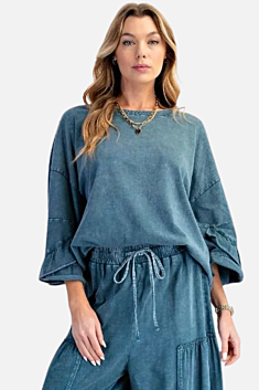 Ruffle Sleeve Top - Teal