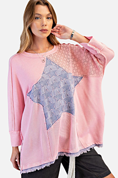 Star Patch Top - Cotton Pink