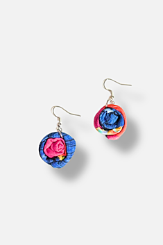 Millefiori Earrings - Blue Multi