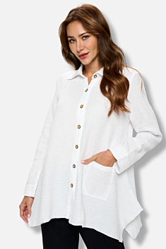 Waffle Shirt Tunic - White