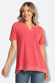 Notch Neck Tee - Raspberry
