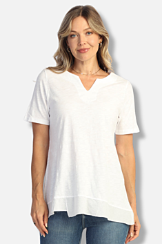 Notch Neck Tee - White