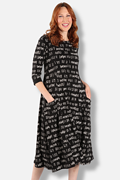 Carole Dress - Black Script Print
