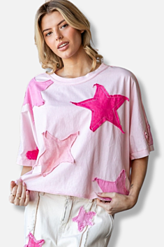 Star Patch Tee - Pink 