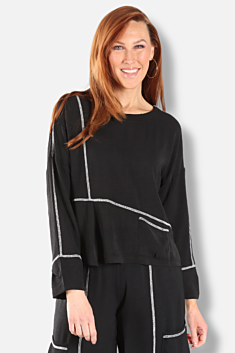 Airflow Contrast Stitch Top - Black & White