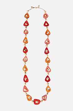 Aztec Necklace - Red, Melon & Poppy Coral