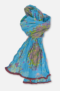 Crinkle Scarf - Big Roses Blue
