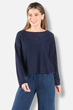 Boxy Pullover Sweater - Navy