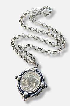 Buffalo Coin Necklace - Silver