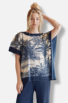 Elodie Scarf Top - Navy Mix 