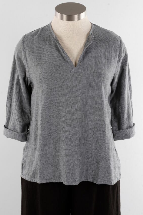 3/4 Sleeve Split Neck - Overcast