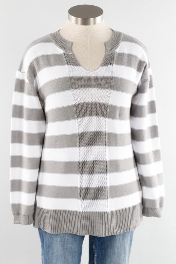 Strolling Pullover - Grey & White