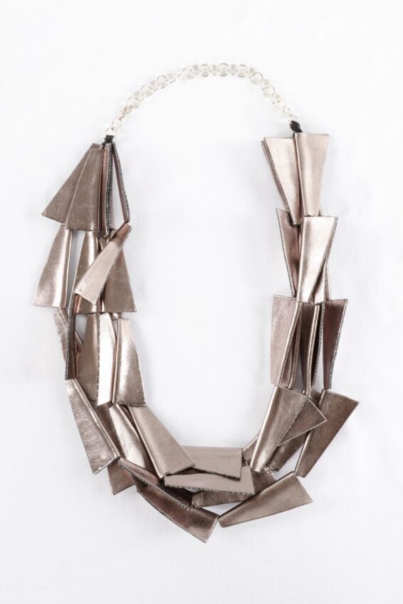 Blades Recycled Textile Necklace - Pewter