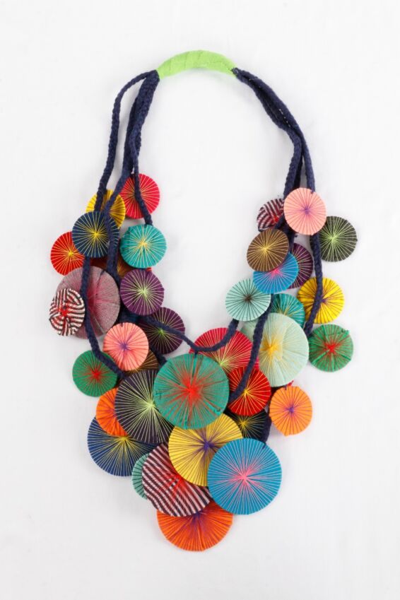 Platillos Recycled Textile Necklace - Multi Color
