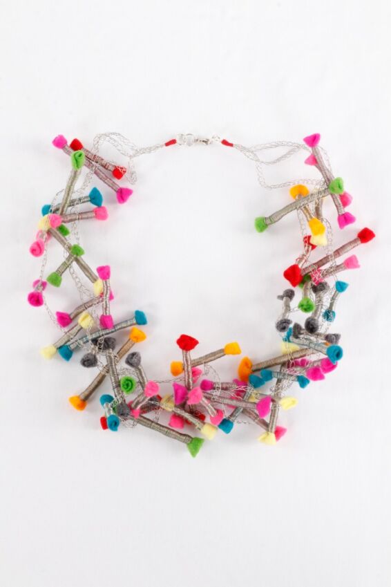Cartouche Recycled Textile Necklace - Multi Color