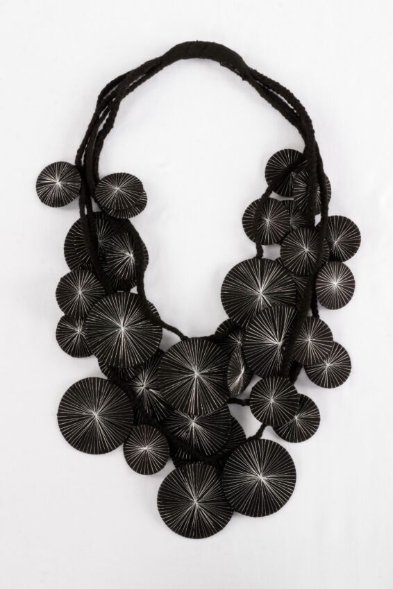 Platillos Recycled Textile Necklace - Black