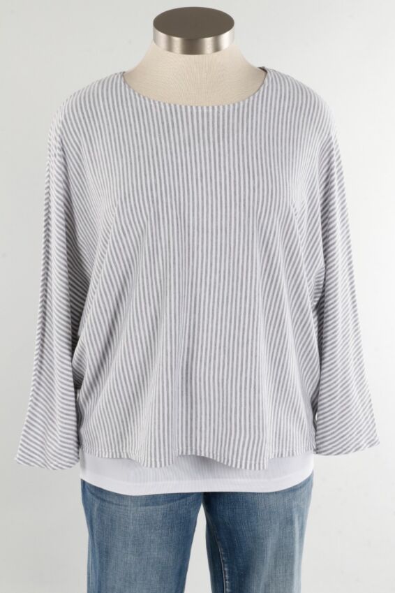Stripe Easy Top - Grey & White