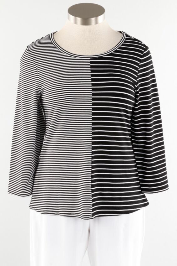 Stripe Mix Tee - Black & White