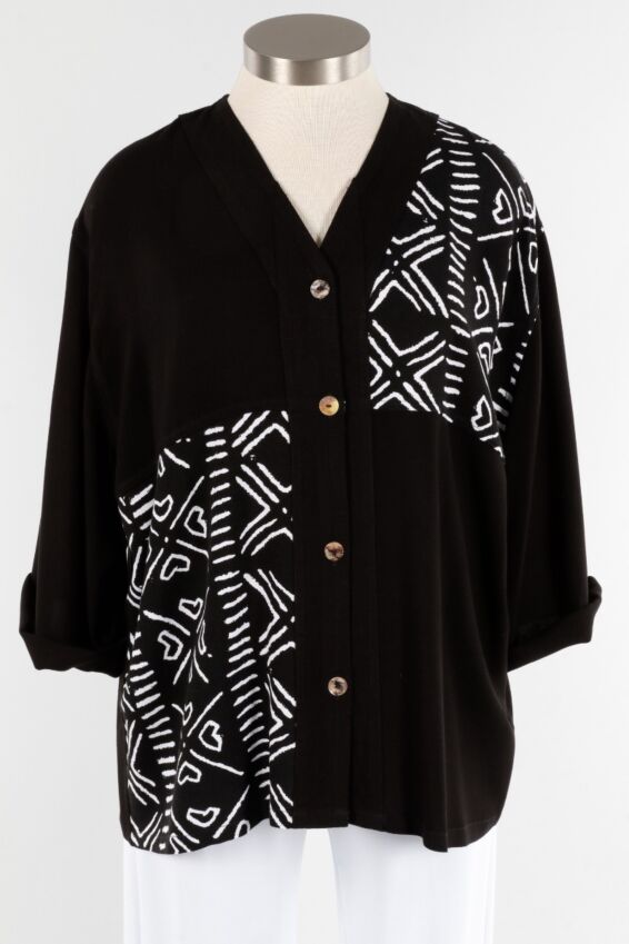 Button Front Jacket - Black & White