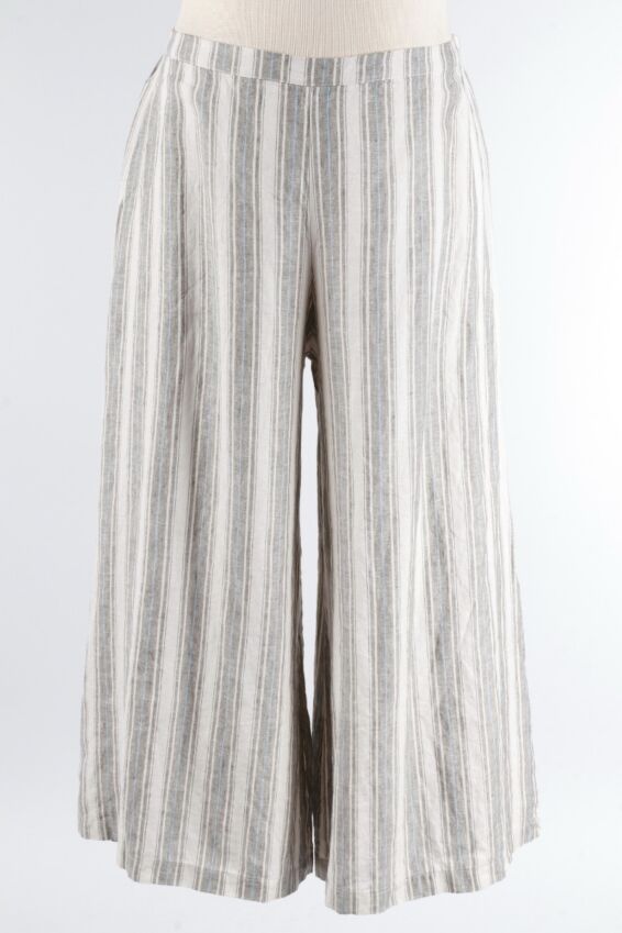 Flat Front Ankle Pant - Eze Stripe Linen