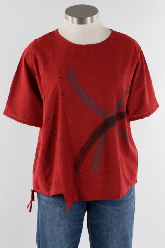Drawstring Pullover - Red