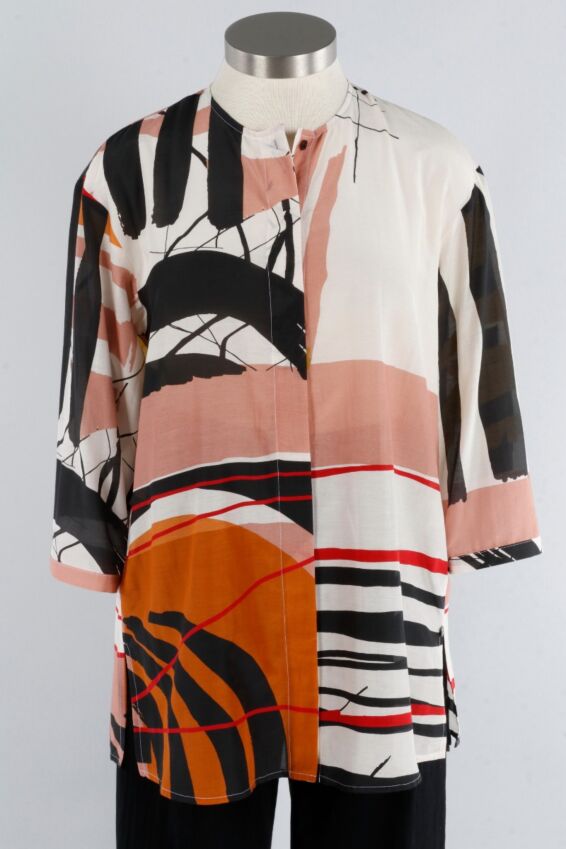 Hidden Placket Tunic - Blush Multi