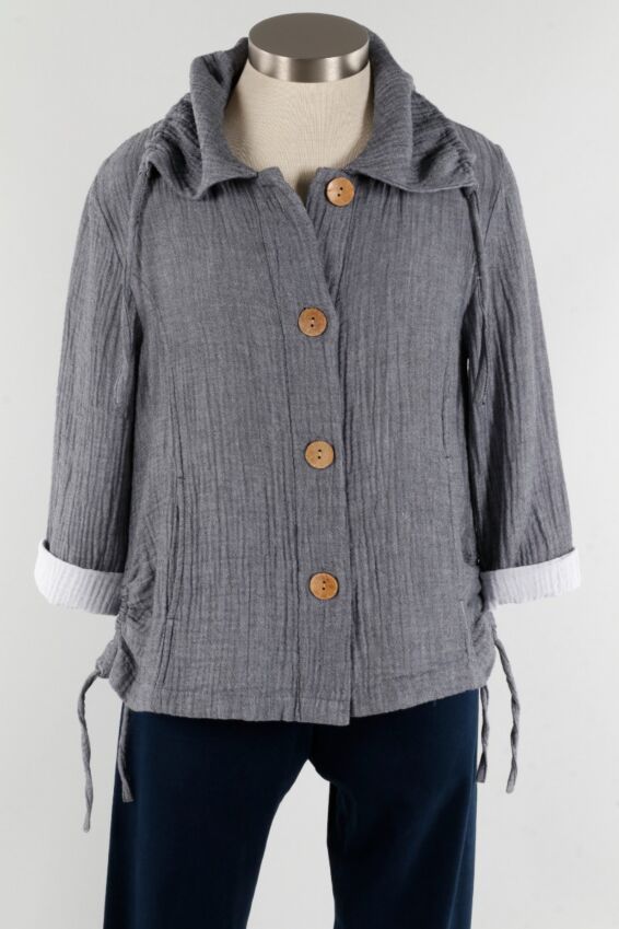Ruched Collar Jacket - Black