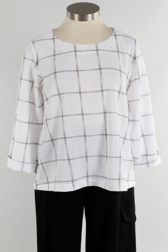Button Back Pullover - Black & White