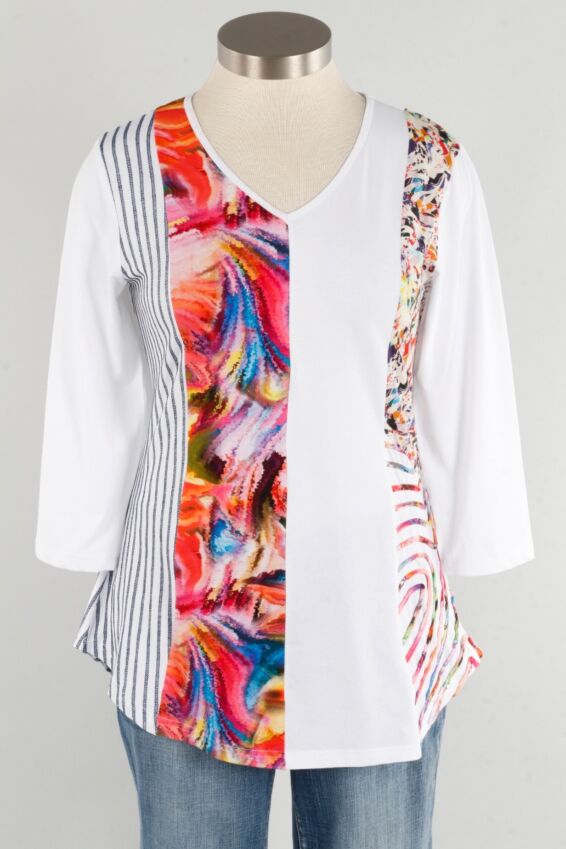 Multi Stripe Tunic Plus - Miranda Print