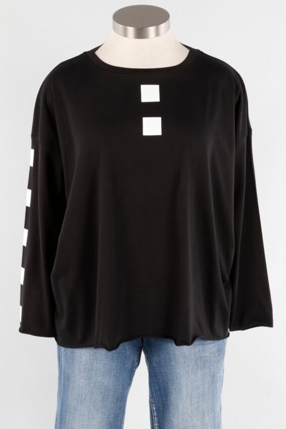 Square Boxy Tee - White & Black
