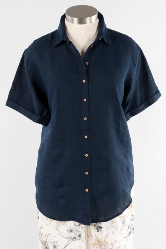 Button Top - Navy