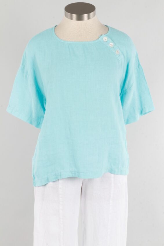 3 Button Top - Lagoon