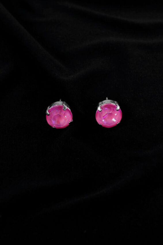Round Stud Earring - Pink