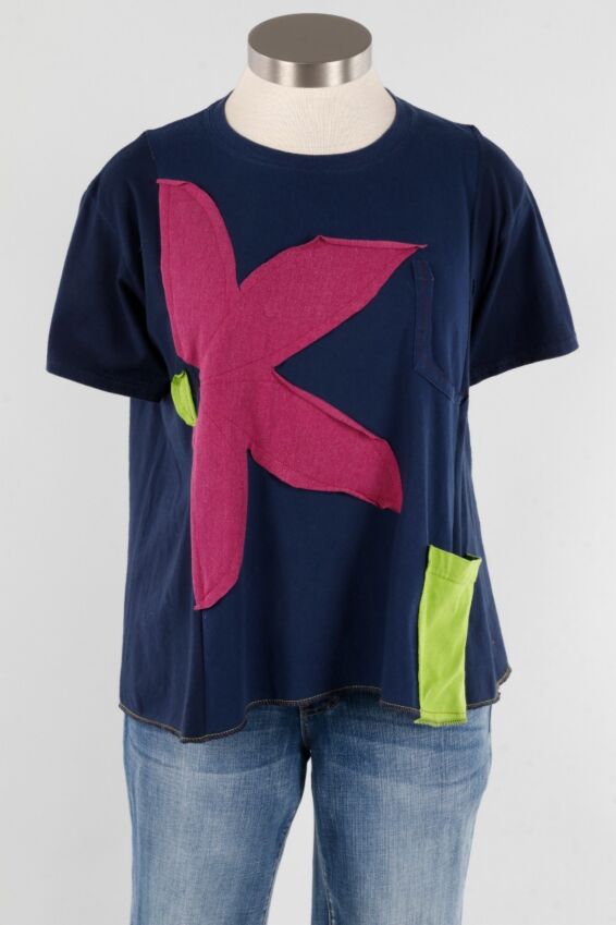 Flower Tee - Navy & Plum #7