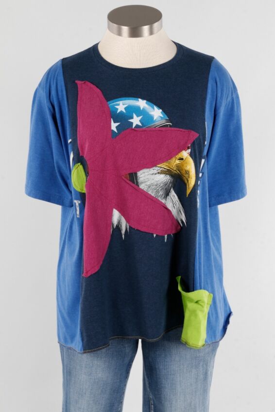 Flower Tee - Navy & Plum #9