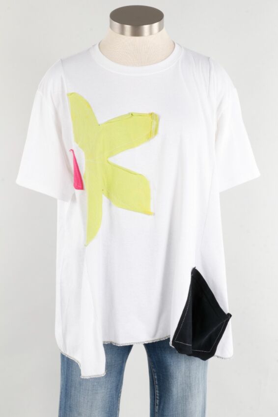 Flower Tee - White & Lime #7
