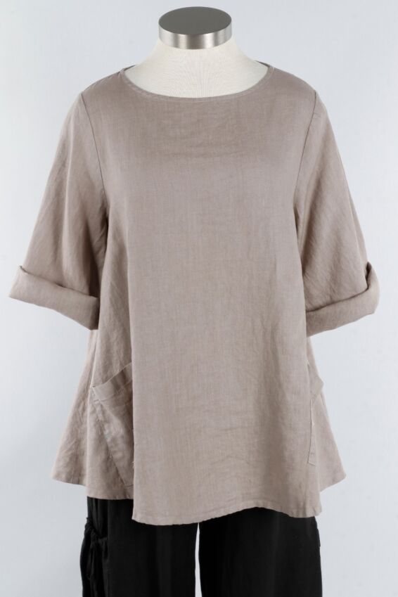 Round Neck Pullover Top - Grey