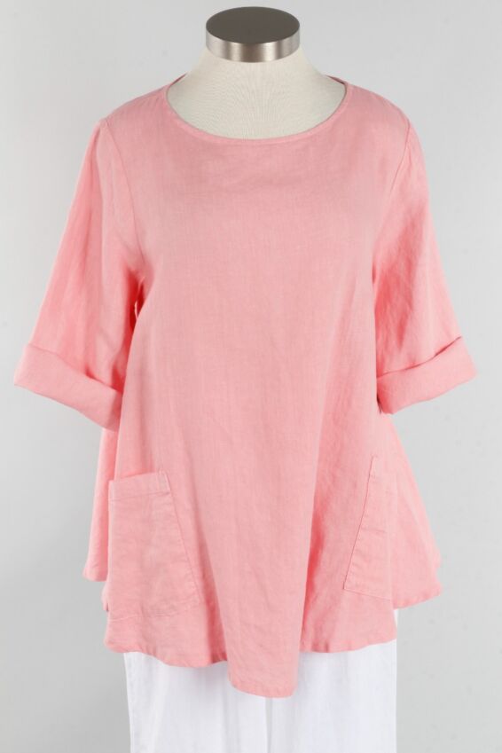 Round Neck Pullover Top - Quartz Pink