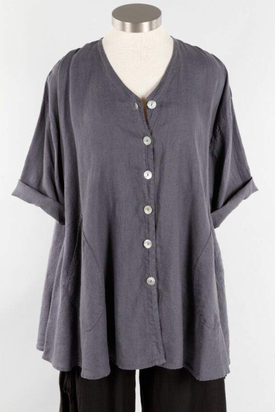 Button Down Jacket - Charcoal