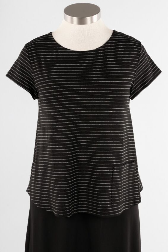 Cap Sleeve Tee - Silver Stripe