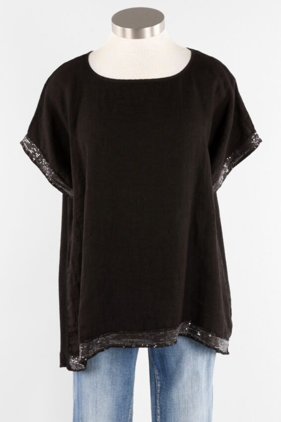 Sequin  Top - Black