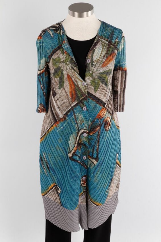 V-Neck Duster - Green Multi