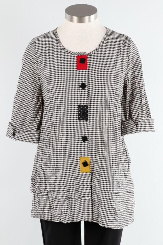 Patch Button Jacket - White & Black