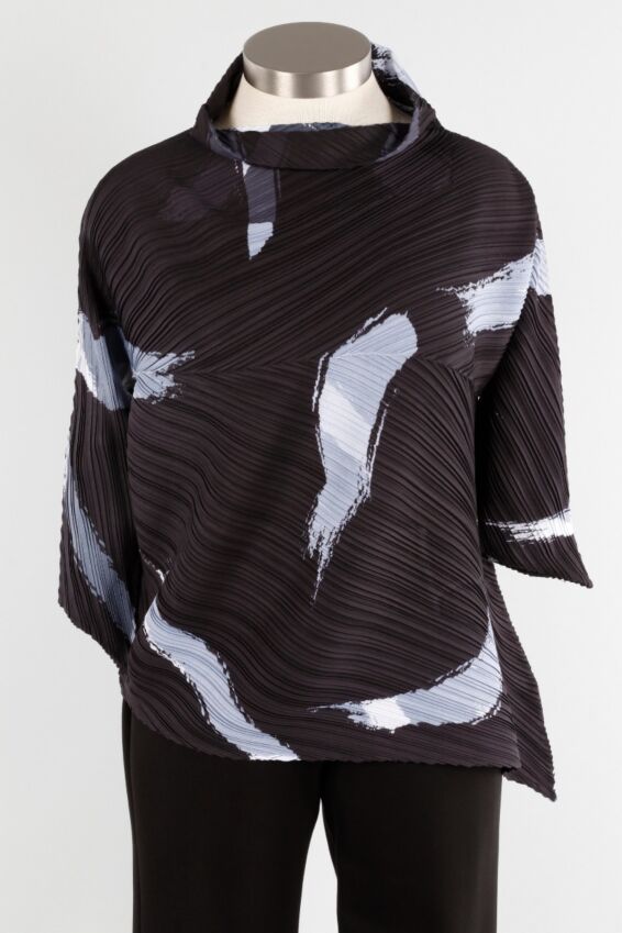 Funnel Neck Top - Black Print